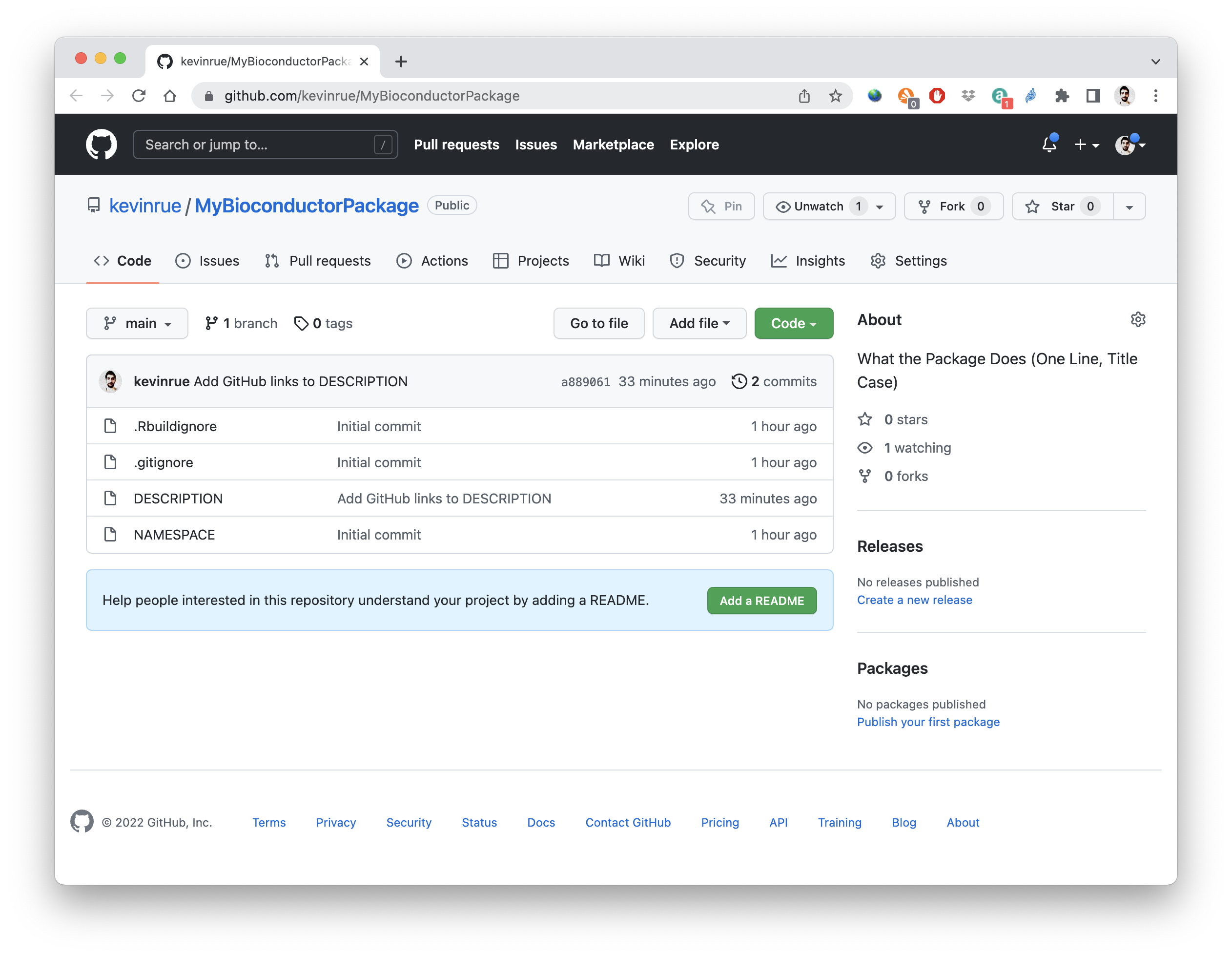 Landing page of the GitHub repository.