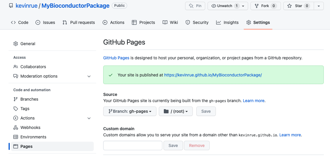 URL of GitHub Pages for the repository.