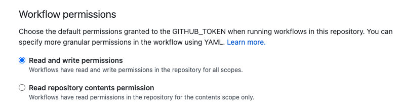 Give GitHub Actions workflows read and write permissions to the repository.